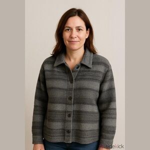 Lonergan Gray Button Up Short Vintage Jacket Size Large